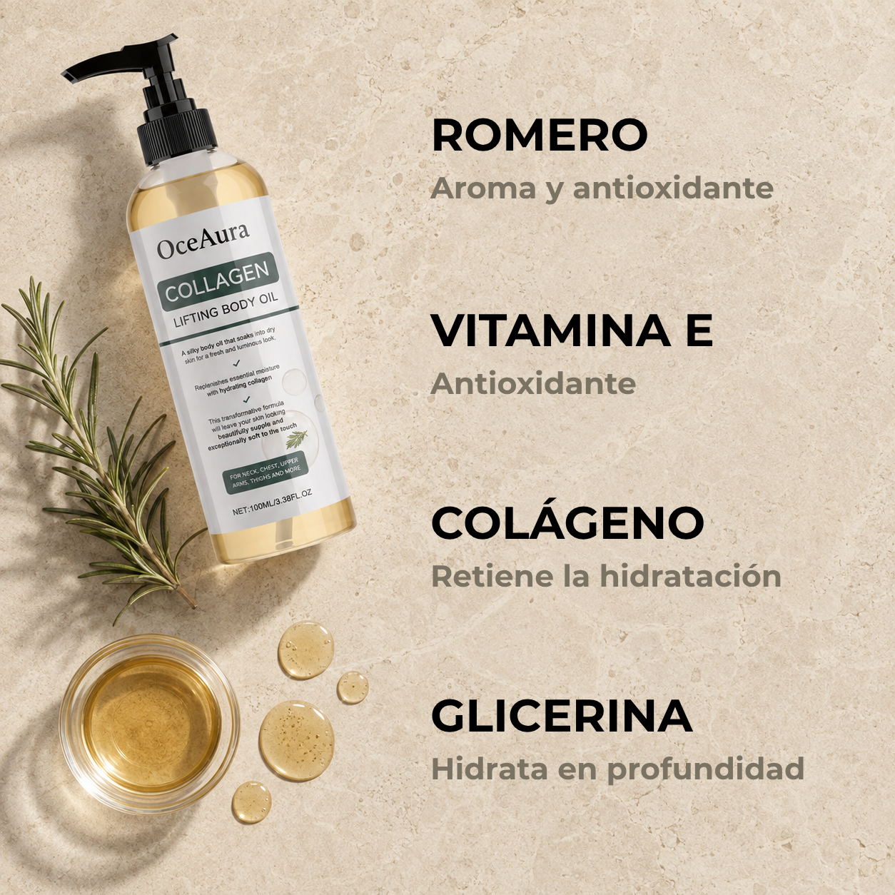 Aceite Corporal Reafirmante con Colágeno