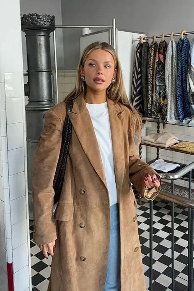 Paige | Suede Oversized Trench Coat